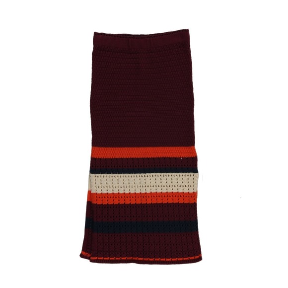 Free People Dresses & Skirts - New Free People Crochet Skirt Women's Size Small Maroon Striped Midi 100% Cotton